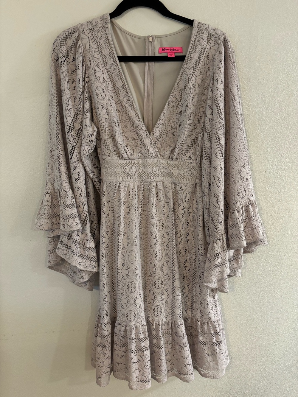 Betsey Johnson Boho Taupe Lace Dress